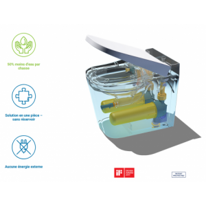 Swiss Aqua Technologies OptimFlush WC hybride avec réservoir intégré et abattant frein de chute (SATOFSHFS2)