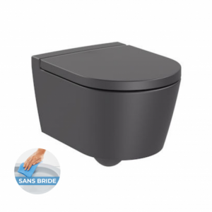 Alca Pack WC Bâti autoportant + WC Roca Inspira onyx sans bride fixations invisibles + Abattant + Plaque noire mat (AlcaInspiraO-2)